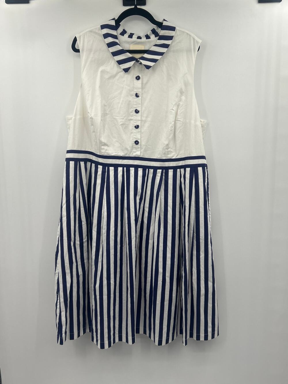 ModCloth Striped Sleeveless Nautical Rockabilly Retro Collared Dress Size 3X